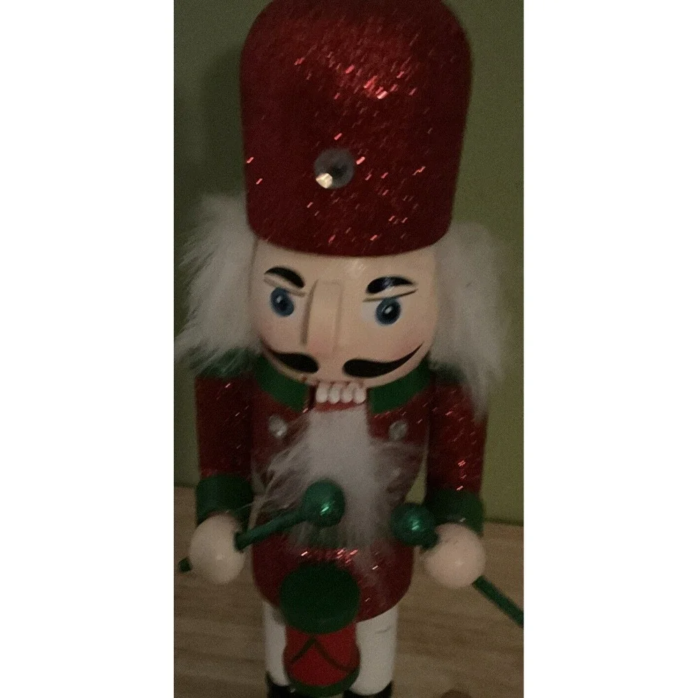 Set Of‎ 3, 10 In Nutcrackers, Red, Green, Light Blue, Drum And Staffs